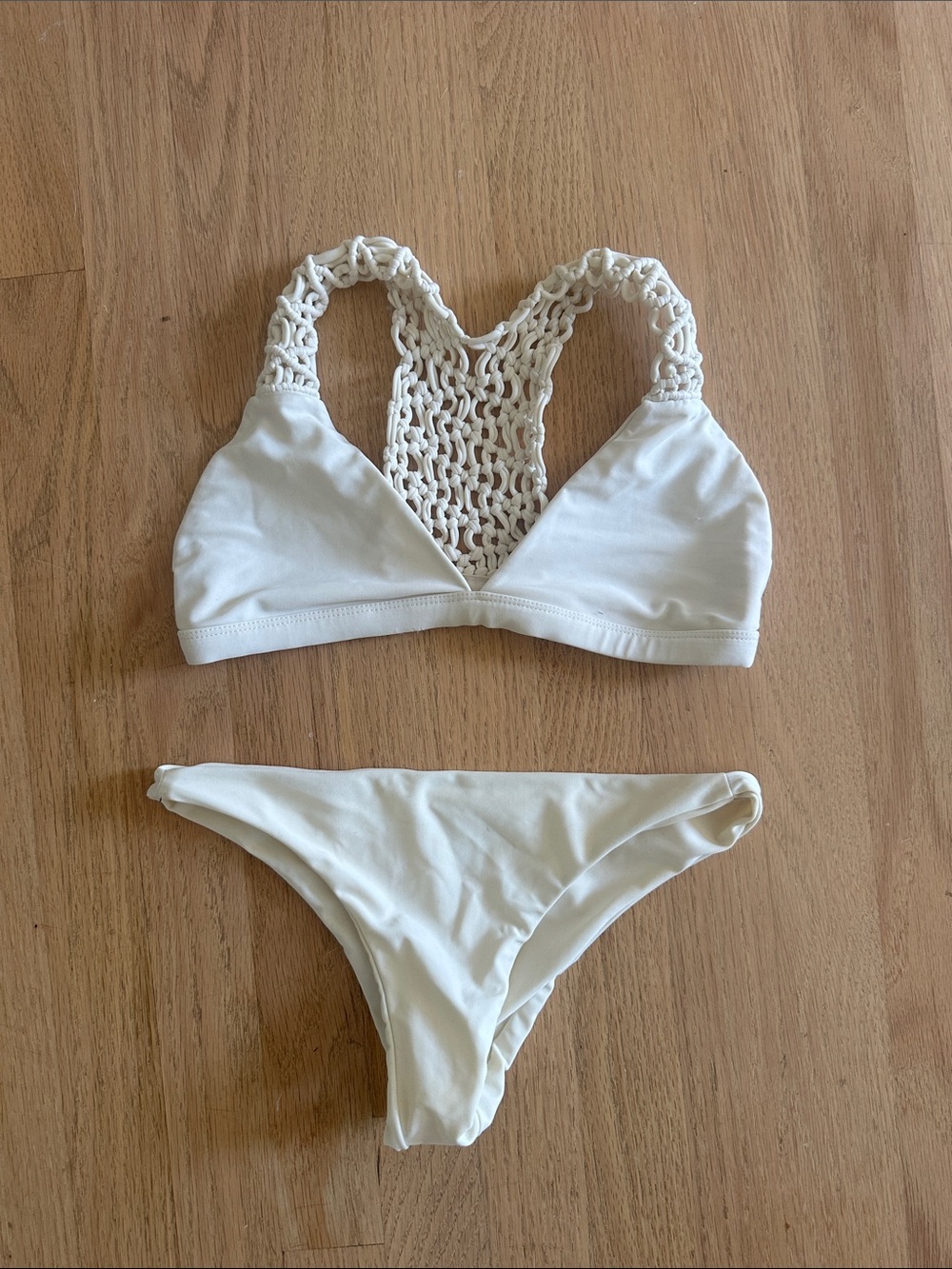 Mikoh Cream Crochet Racerback Bikini